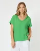 Byron Cotton V Neck Top - Emerald sold by White & Co