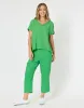 Byron Cotton V Neck Top - Emerald sold by White & Co