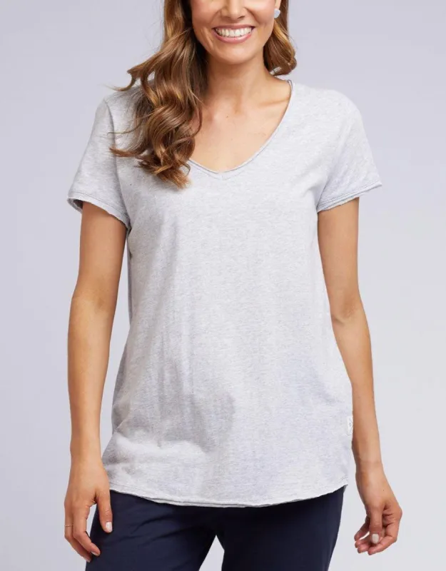 Fundamental Vee Tee - Grey Marle sold by White & Co