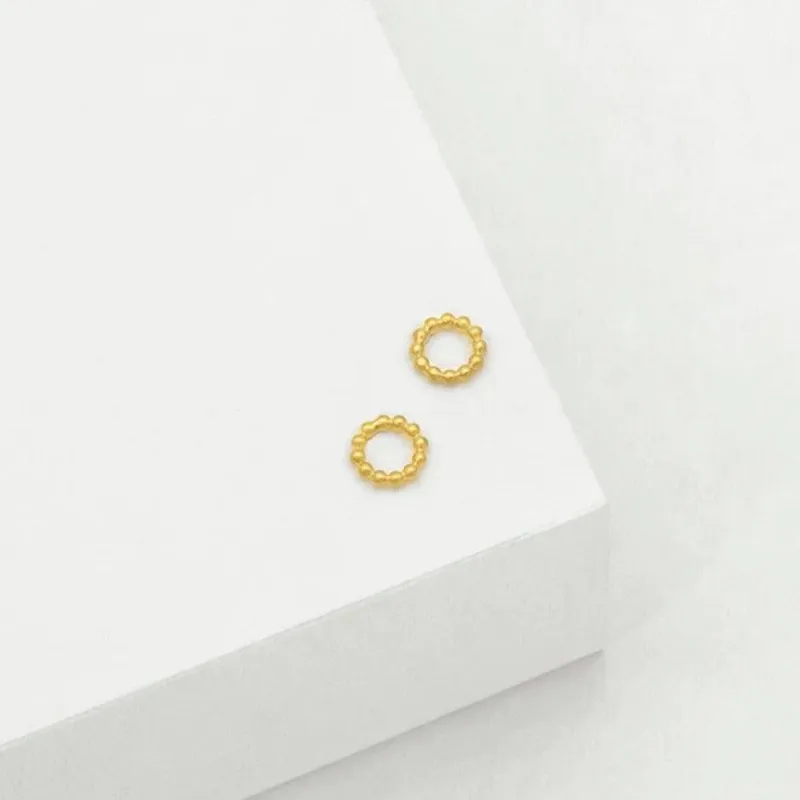 Beaded Circle Stud Earring - Gold sold by White & Co
