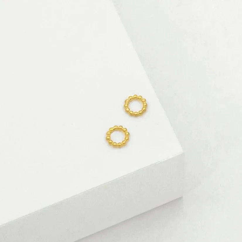 Beaded Circle Stud Earring - Gold sold by White & Co