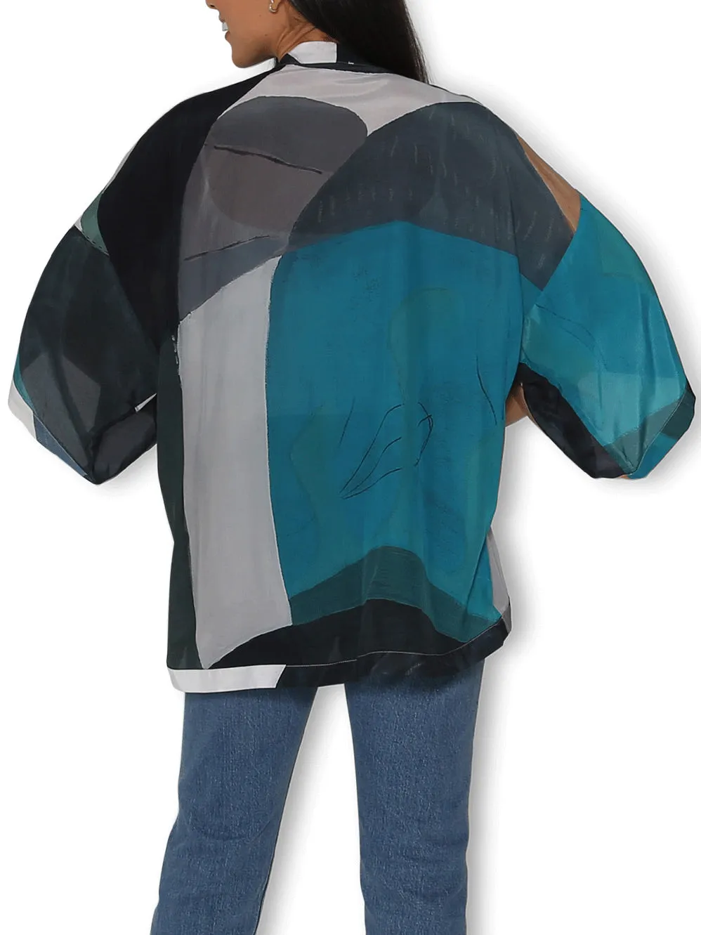 THE ARTISTS LABEL MOON TIDE LIGHT SILK KIMONO sold by Yeltuor product image thumbnail 3