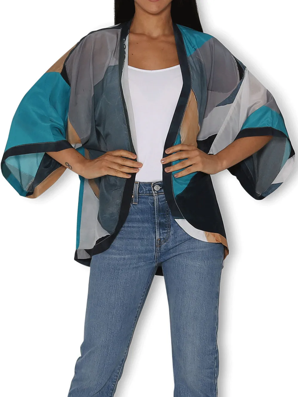 THE ARTISTS LABEL MOON TIDE LIGHT SILK KIMONO sold by Yeltuor