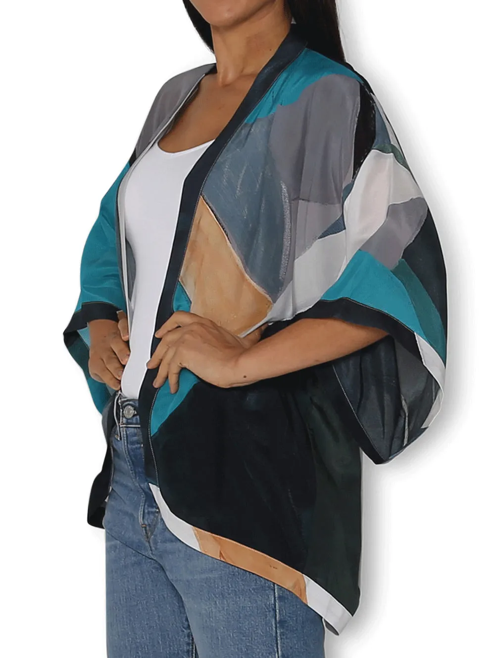 THE ARTISTS LABEL MOON TIDE LIGHT SILK KIMONO sold by Yeltuor product image thumbnail 2