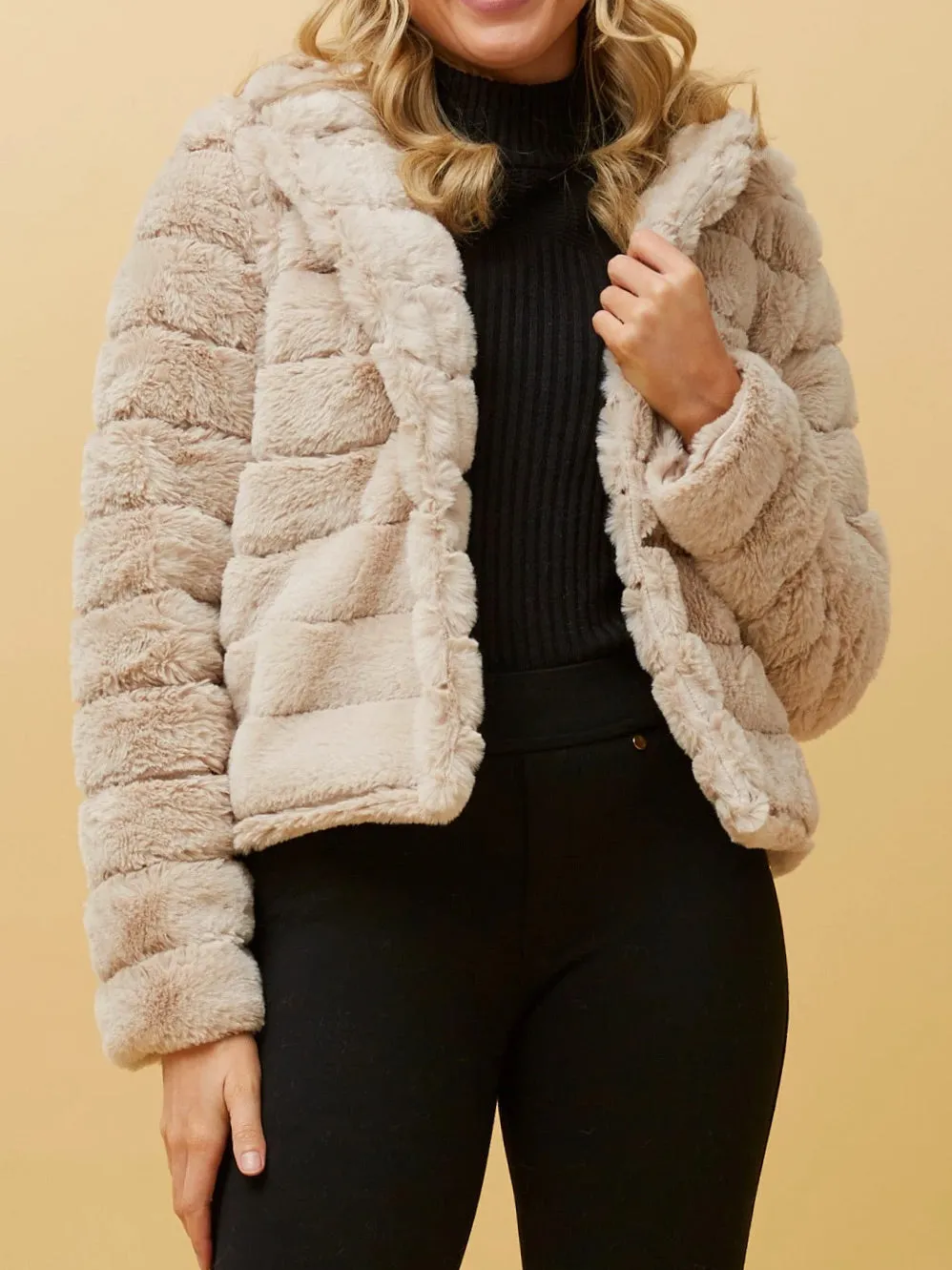 CAROLINE K MORGAN FAUX FUR CROP JACKET sold by Yeltuor product image thumbnail 5