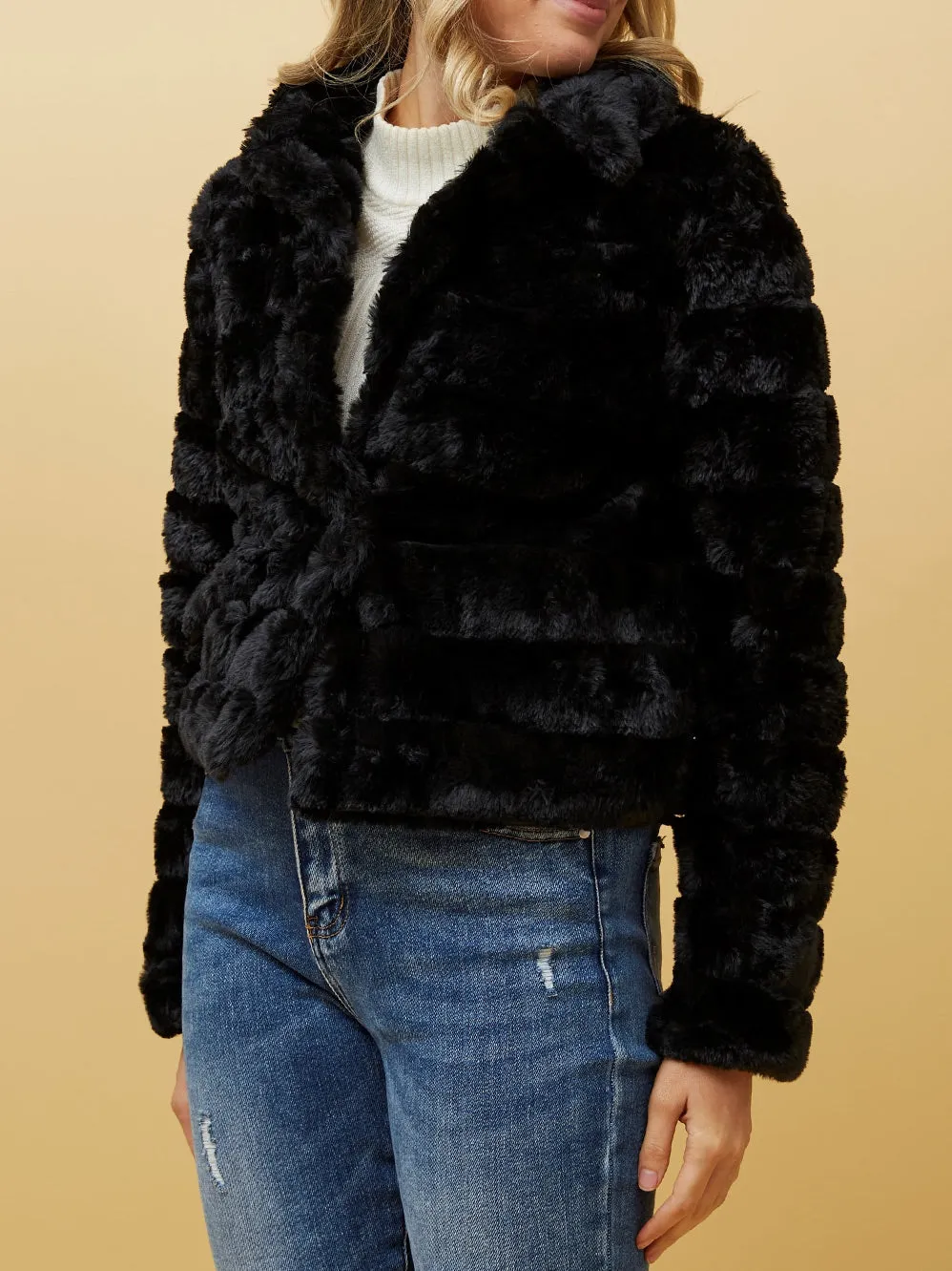 CAROLINE K MORGAN FAUX FUR CROP JACKET sold by Yeltuor product image thumbnail 2