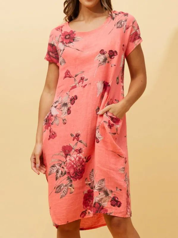 BOTTEGA MODA FLORAL SHORT LINEN DRESS sold by Yeltuor