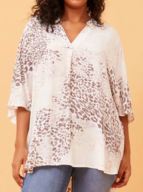 CAROLINE K MORGAN 3/4 SLEEVE ANIMAL PRINT TOP sold by Yeltuor