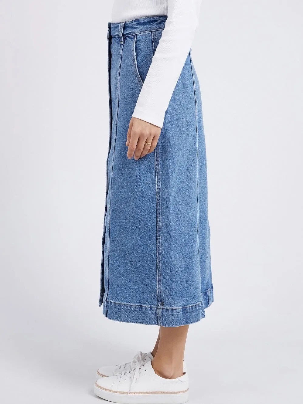 ELM FLORENCE BUTTON THRU DENIM SKIRT sold by Yeltuor product image thumbnail 2