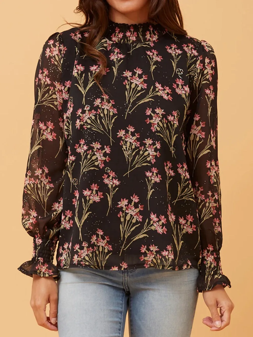 CAROLINE K MORGAN FLORAL BLOUSE sold by Yeltuor