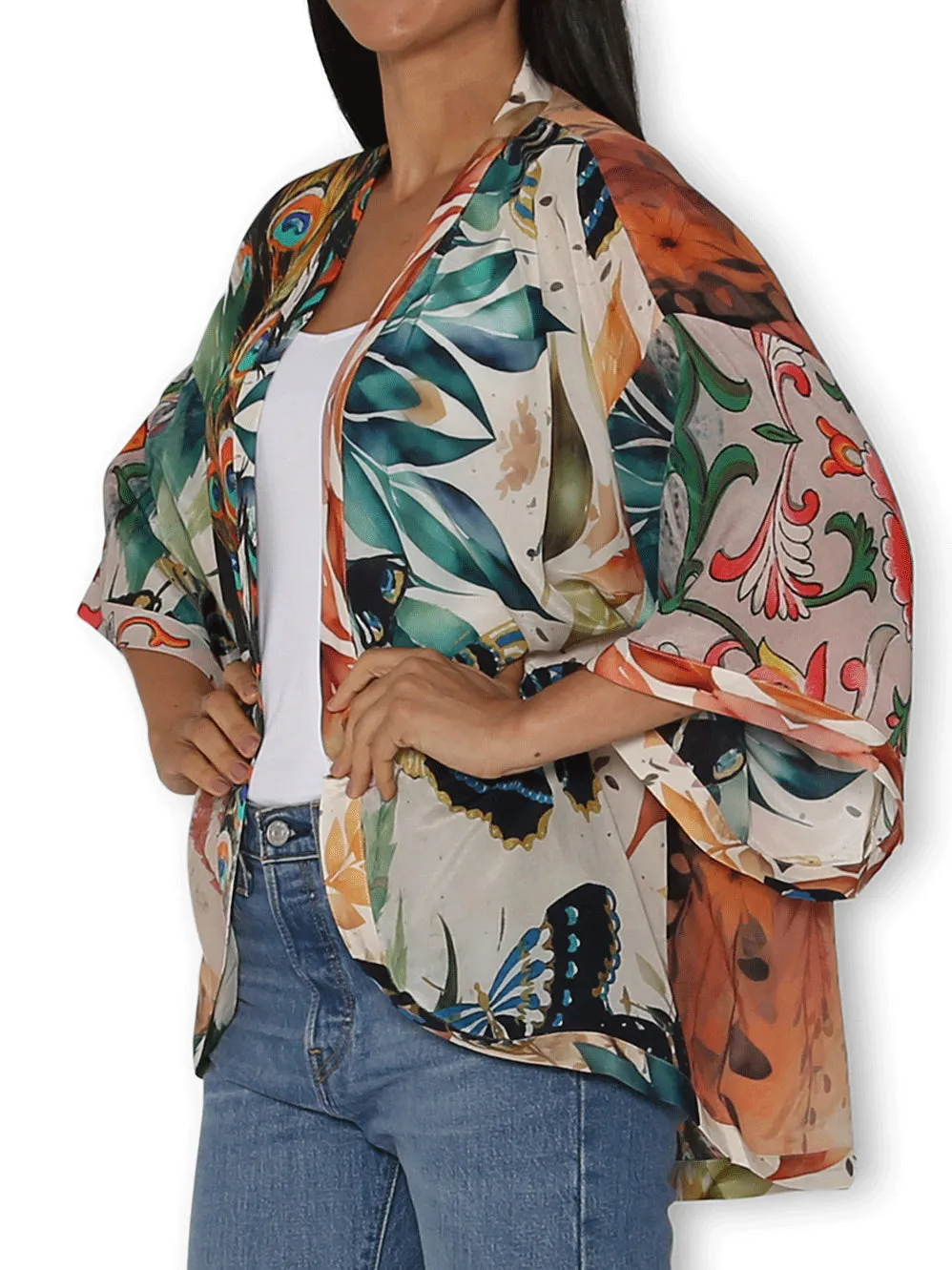 THE ARTISTS LABEL SPLENDOUR OF A PEACOCK GARDEN SILK KIMONO sold by Yeltuor product image thumbnail 2