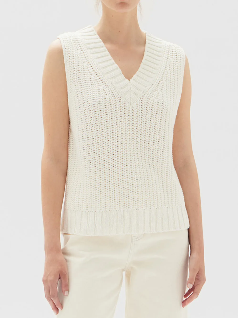 ASSEMBLY LABEL CHARLOTTE COTTON KNIT VEST sold by Yeltuor
