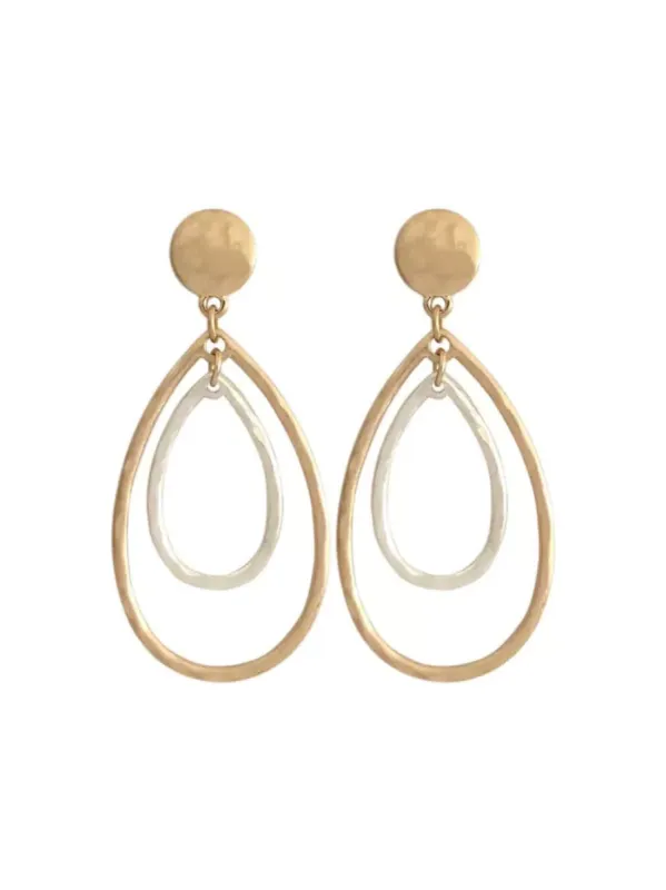 GxG COLLECTIVE MARINA TWO-TONE TEADROP EARRINGS sold by Yeltuor