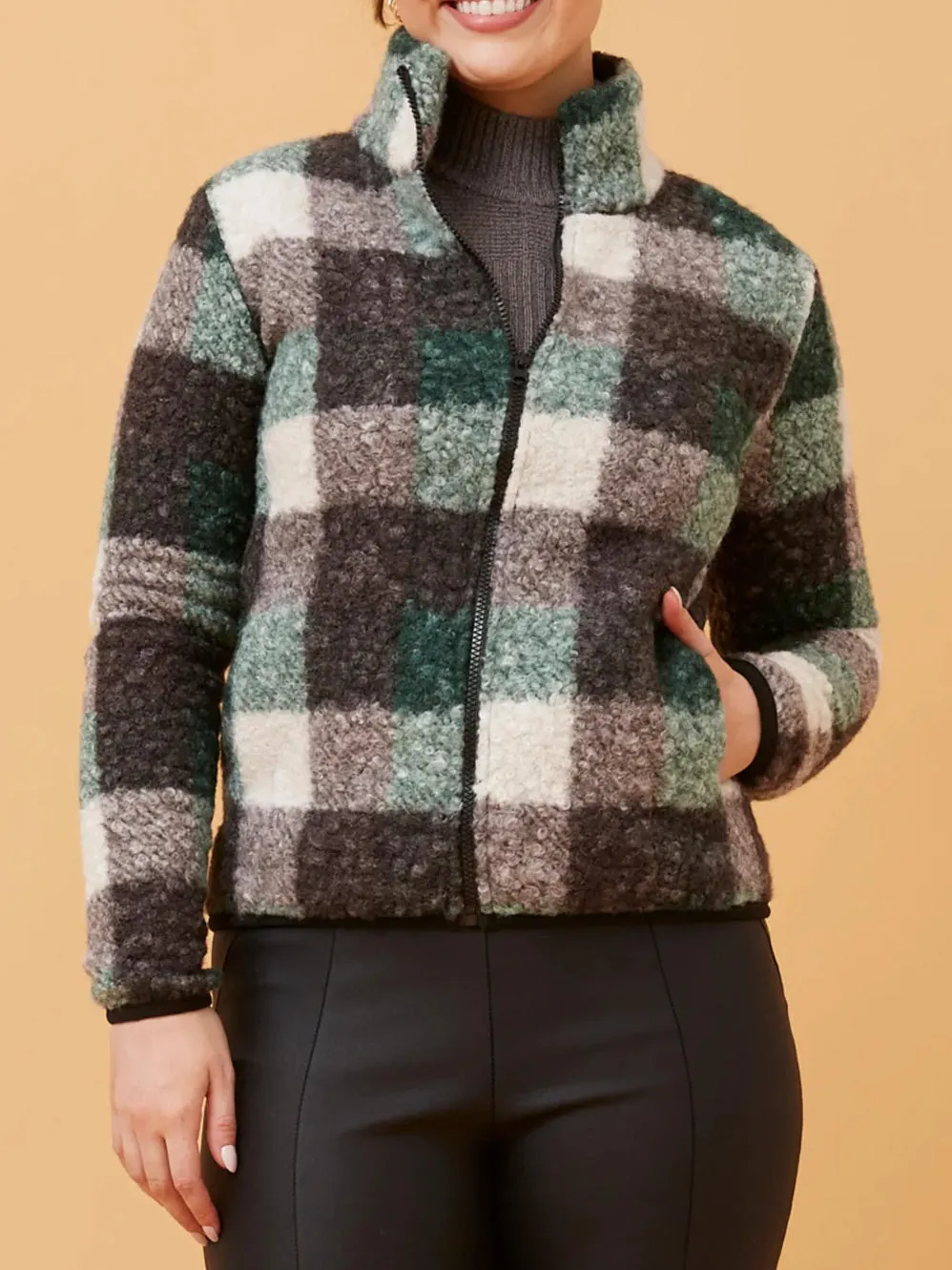 CAROLINE K MORGAN CHECK TEDDY JACKET sold by Yeltuor