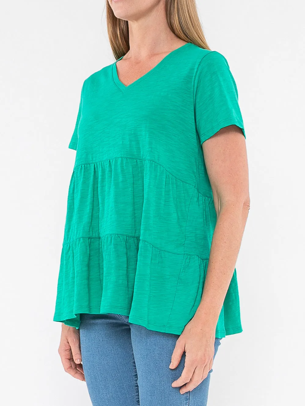 JUMP VEE NECK TIERED TEE sold by Yeltuor product image thumbnail 5