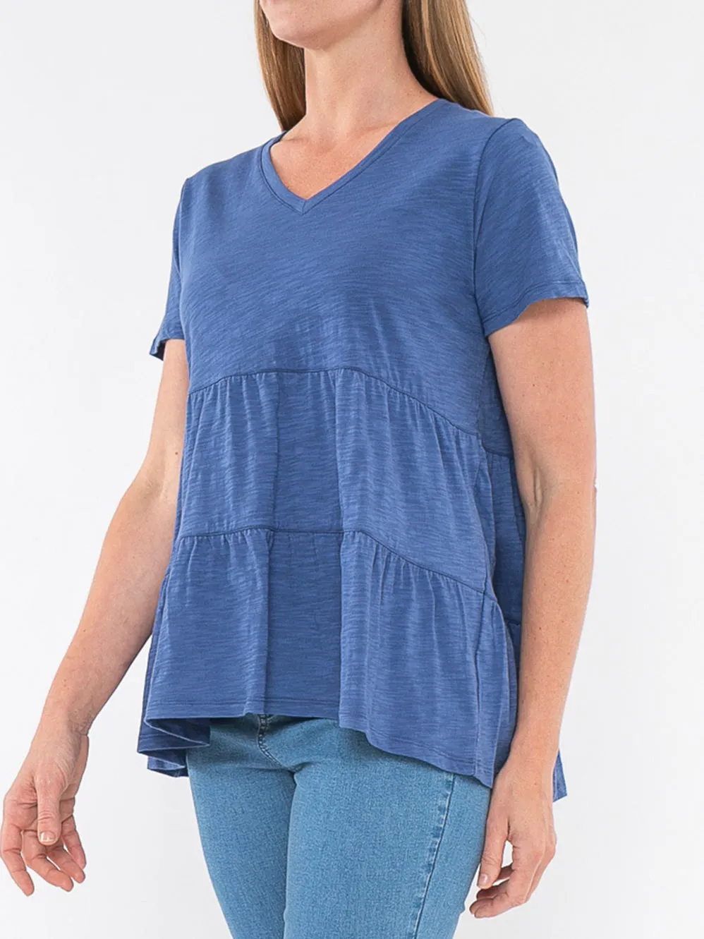JUMP VEE NECK TIERED TEE sold by Yeltuor product image thumbnail 2