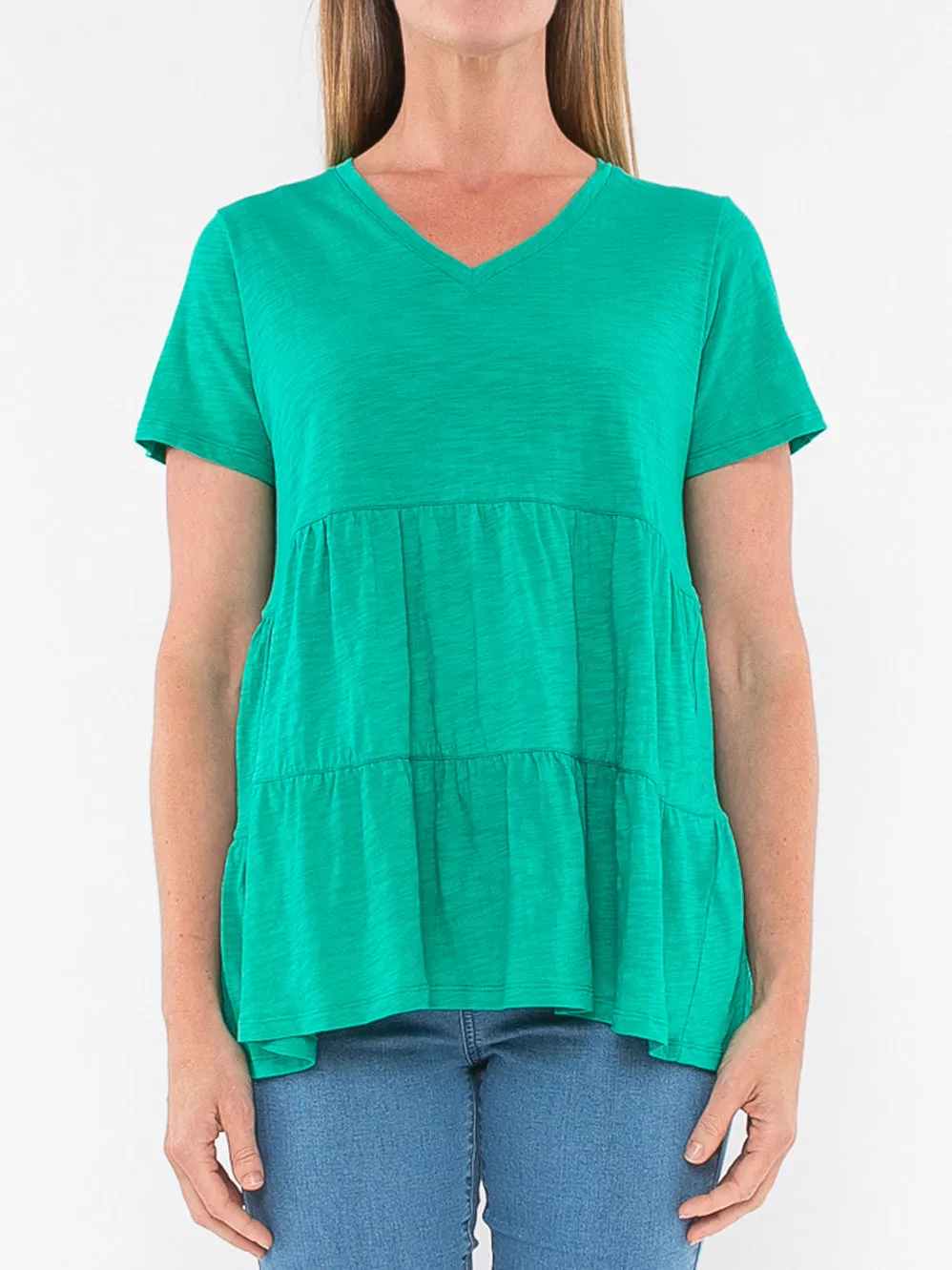JUMP VEE NECK TIERED TEE sold by Yeltuor product image thumbnail 4