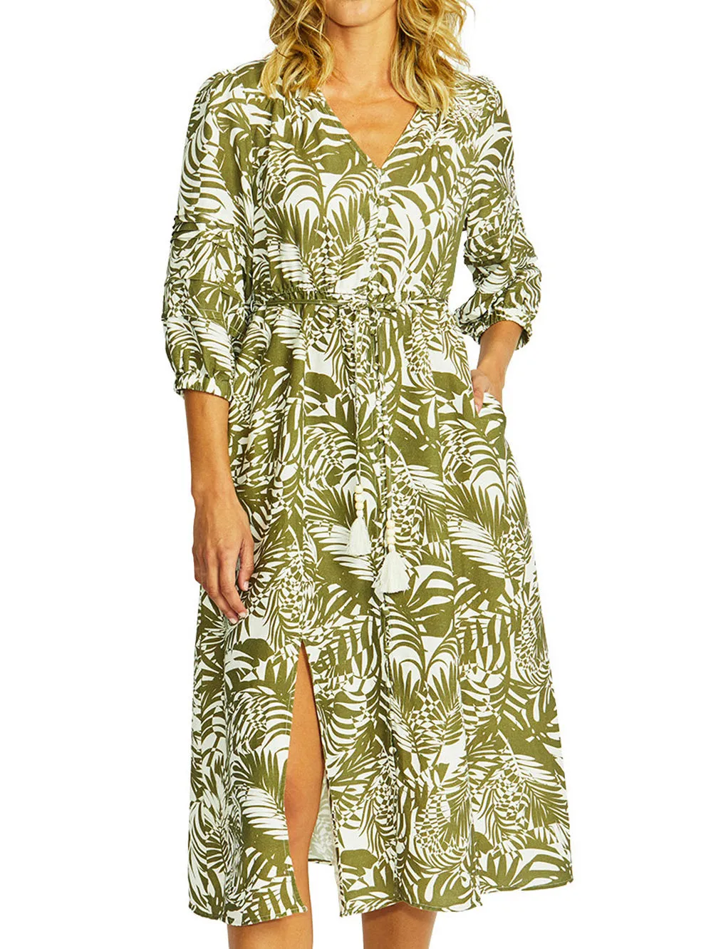 PINGPONG FLORA V NECK BUTTON DRESS sold by Yeltuor