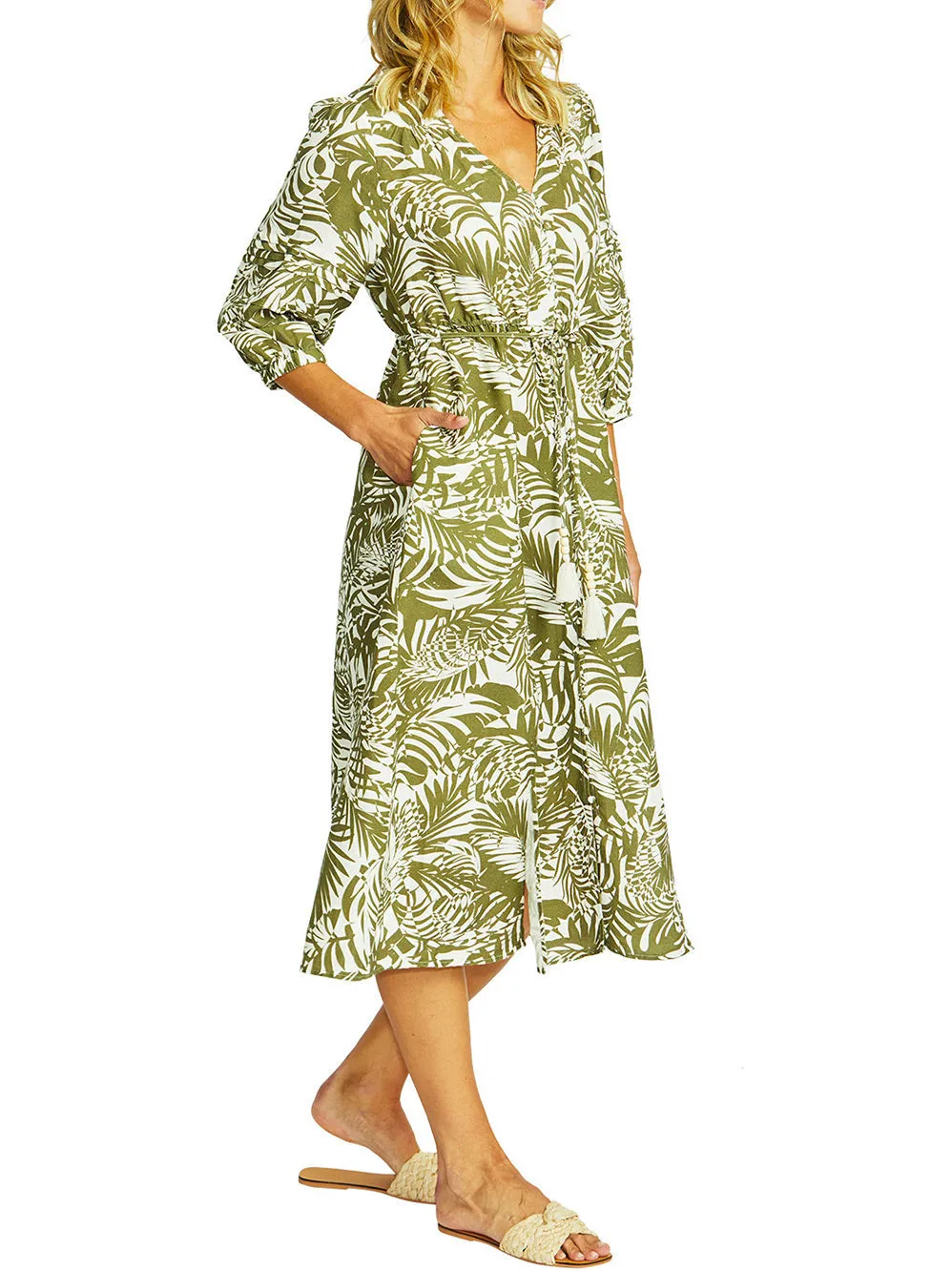 PINGPONG FLORA V NECK BUTTON DRESS sold by Yeltuor product image thumbnail 2