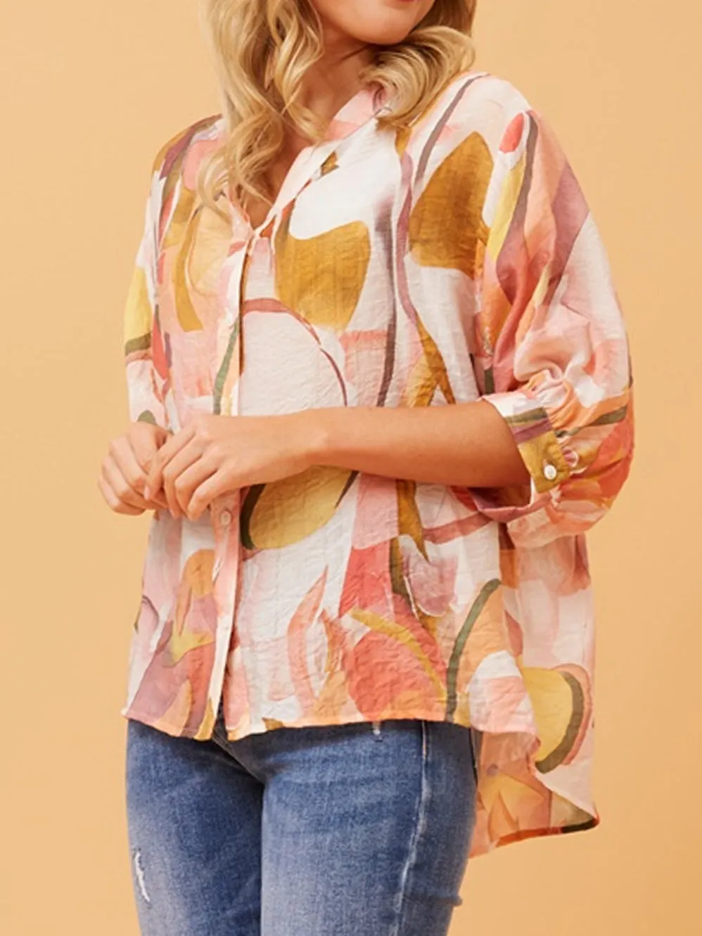 CAROLINE K MORGAN BUTTON DETAIL PRINTED SHIRT sold by Yeltuor product image thumbnail 2