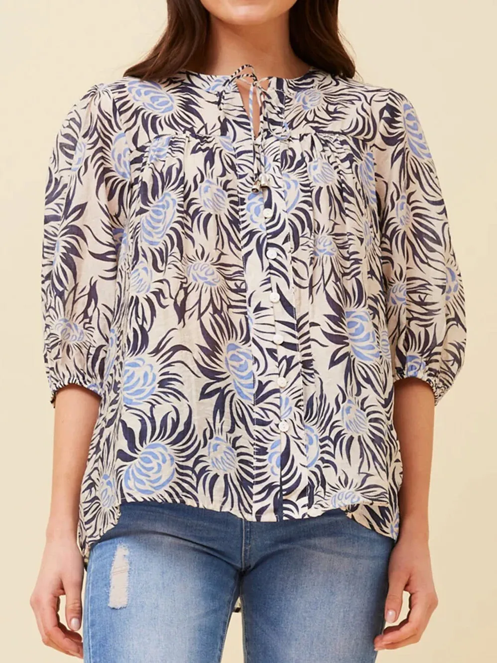 CAROLINE K MORGAN BUTTON THROUGH BLOUSE sold by Yeltuor