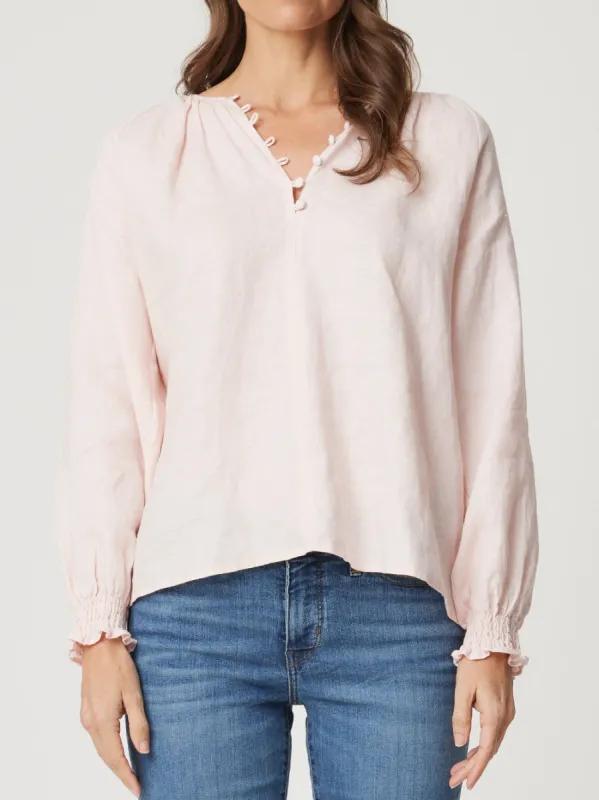 ENNI LINEN PUFF SLEEVE BLOUSE sold by Yeltuor