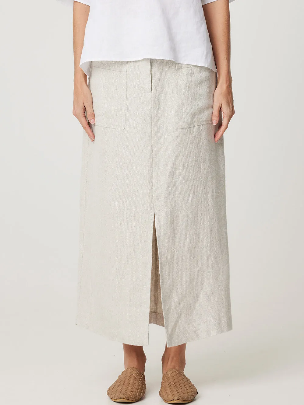 ENNI LINEN MIDI SKIRT sold by Yeltuor