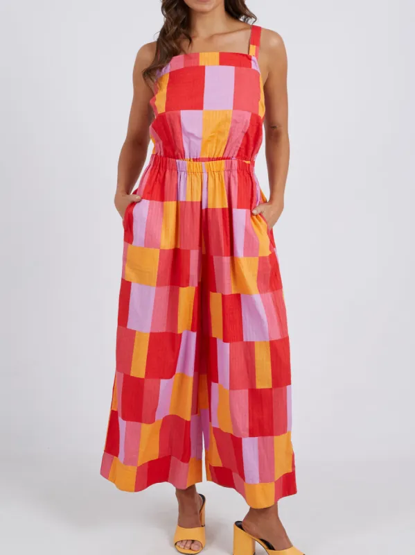 ELM SOLEIL CHECK JUMPSUIT made by Yeltuor