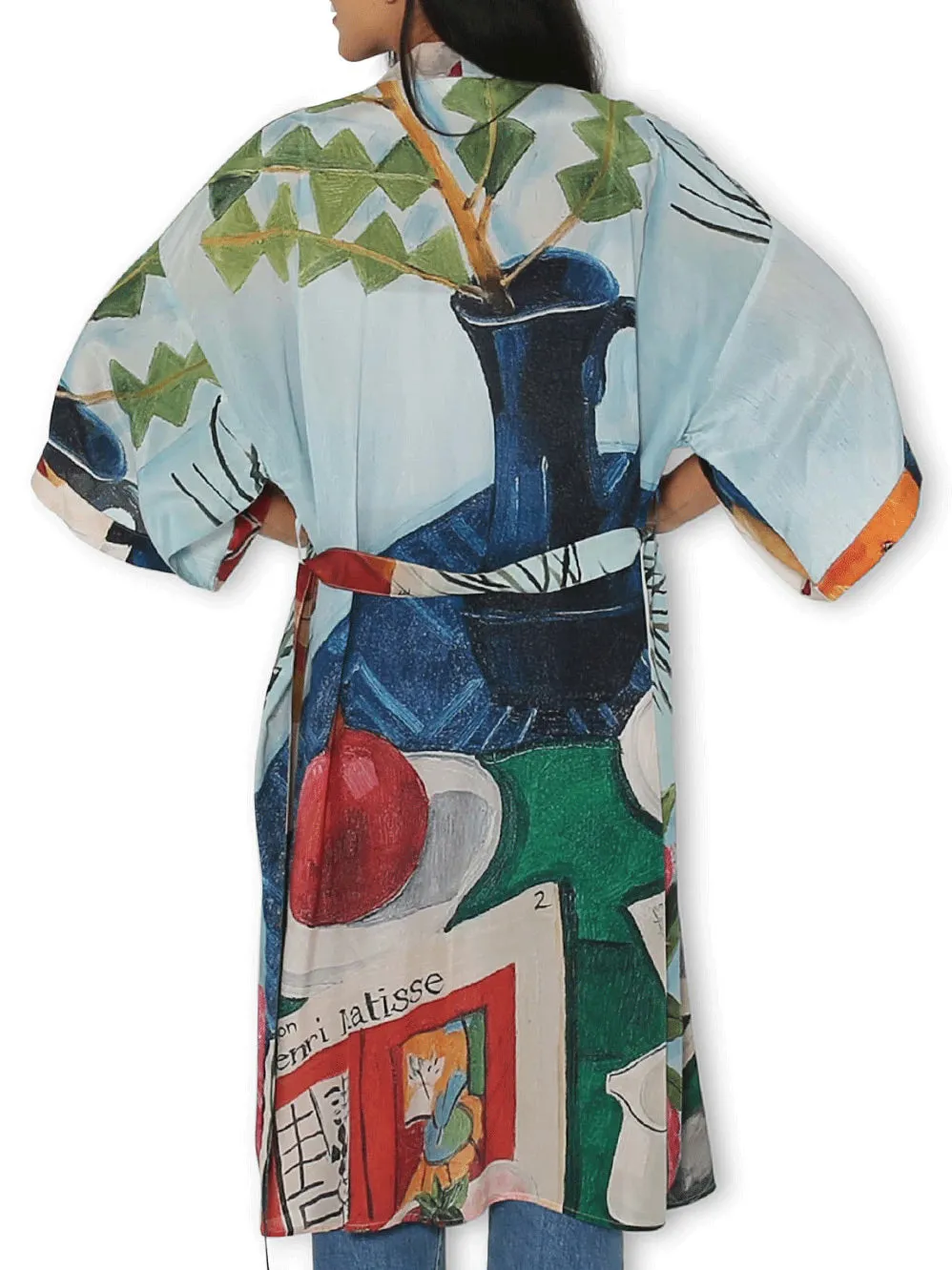 THE ARTISTS LABEL A SLICE OF LIFE ON BLUE LONG SILK KIMONO sold by Yeltuor product image thumbnail 3