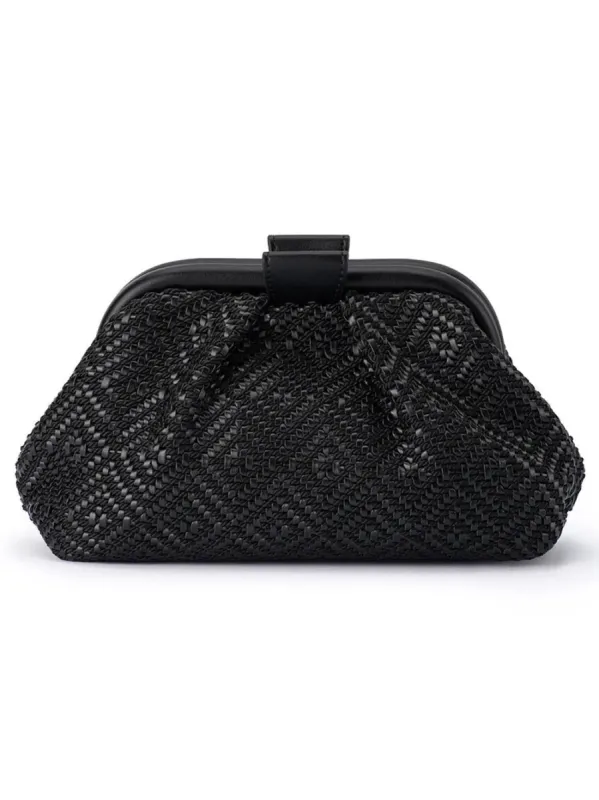 OLGA BERG MINKI GATHERED WOVEN CLUTCH sold by Yeltuor