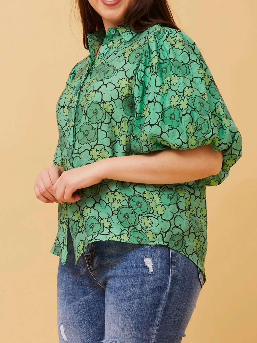 CAROLINE K MORGAN PUFF SLEEVE BUTTON BLOUSE sold by Yeltuor product image thumbnail 2