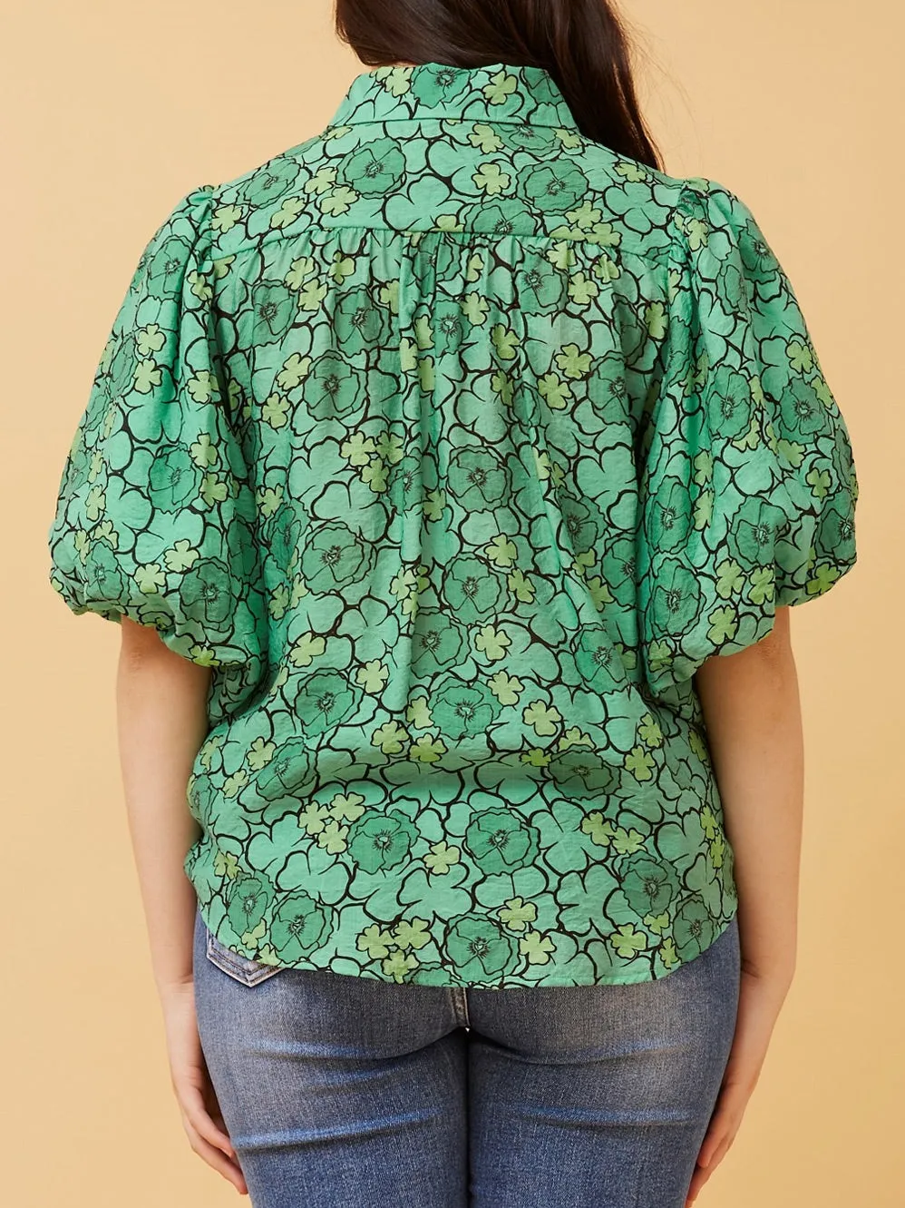 CAROLINE K MORGAN PUFF SLEEVE BUTTON BLOUSE sold by Yeltuor product image thumbnail 3