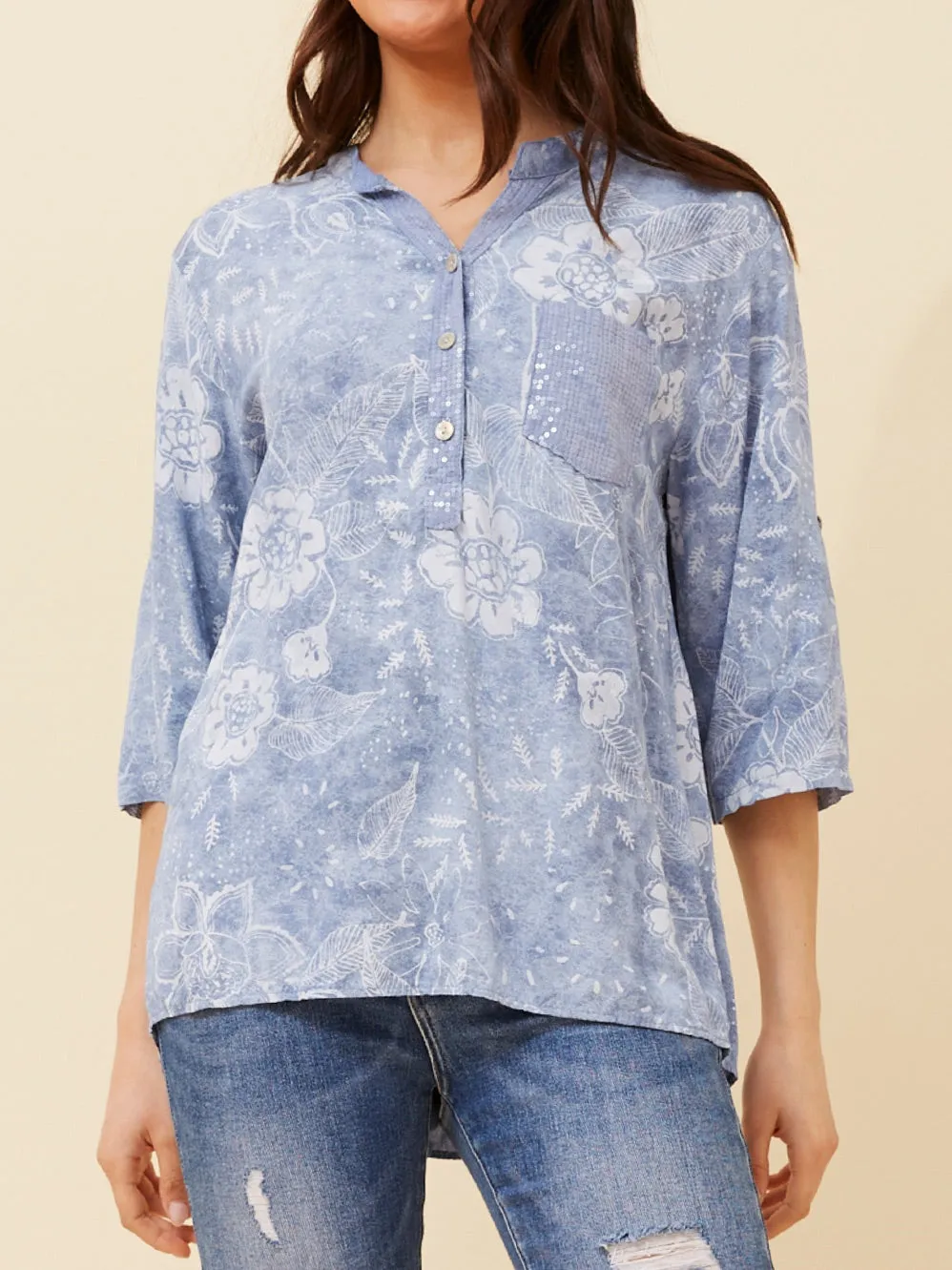 BOTTEGA MODA 3/4 SLEEVE TOP WITH SEQUINS sold by Yeltuor