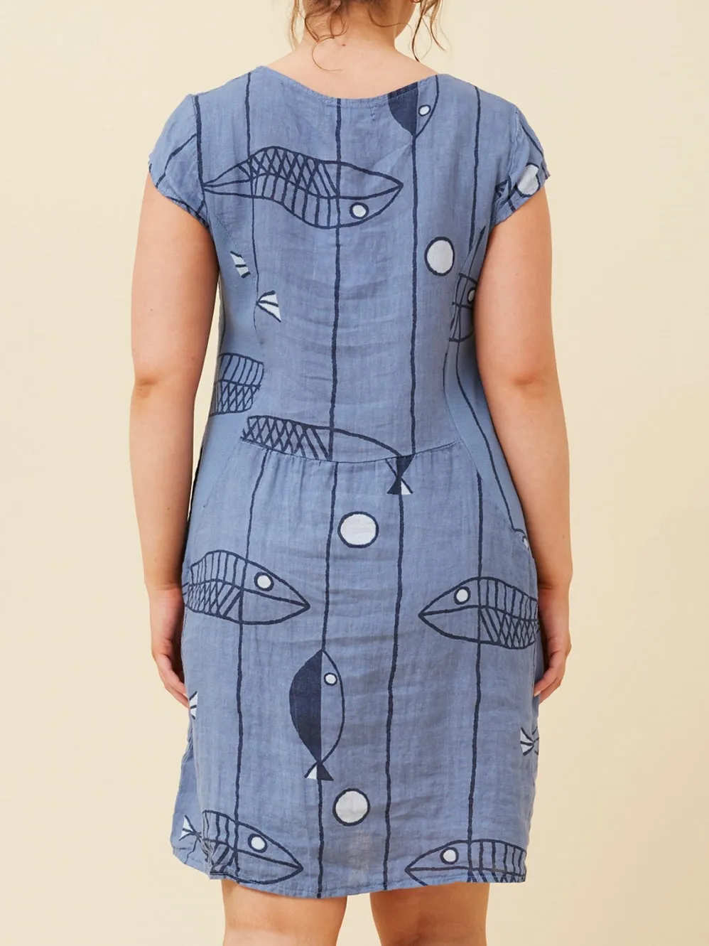 BOTTEGA MODA FISH PRINT LINEN DRESS sold by Yeltuor product image thumbnail 3
