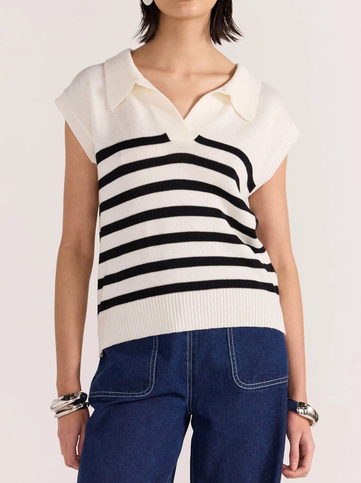 STAPLE THE LABEL REMI STRIPED POLO KNIT sold by Yeltuor