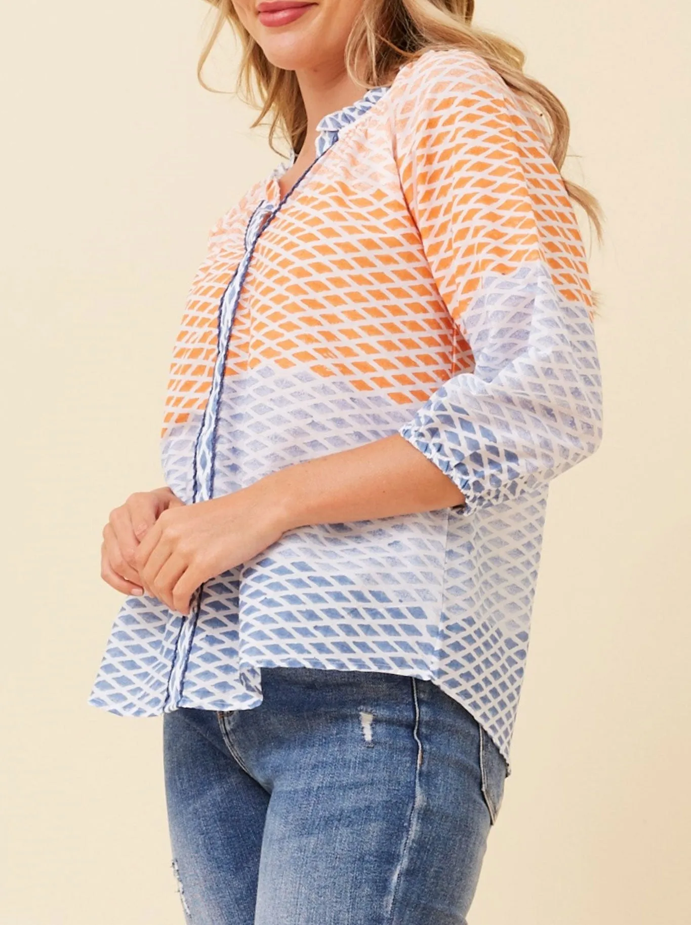 CAROLINE K MORGAN 3/4 SLEEVE PRINTED TOP sold by Yeltuor product image thumbnail 2