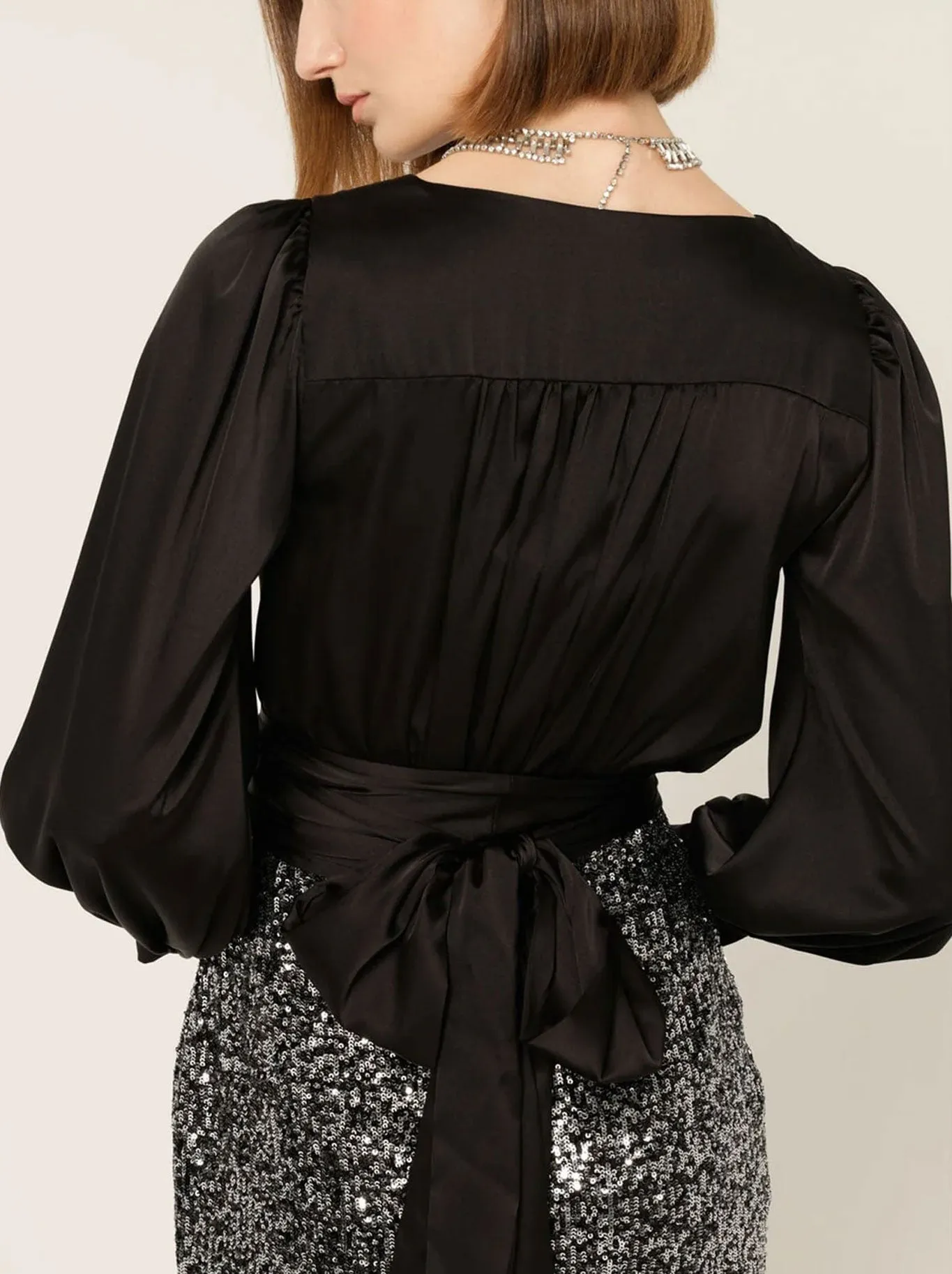 SACHA DRAKE SATIN FAUX WRAP TOP sold by Yeltuor product image thumbnail 3