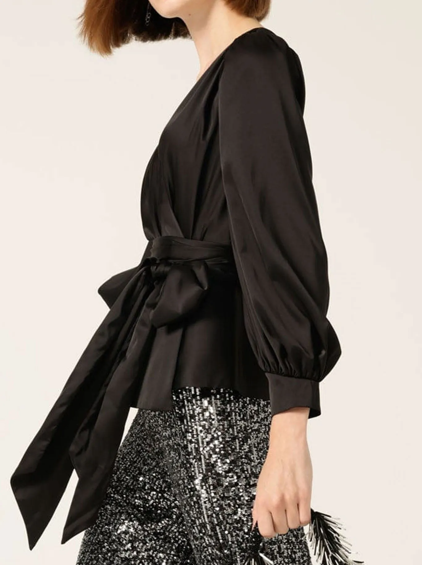 SACHA DRAKE SATIN FAUX WRAP TOP sold by Yeltuor product image thumbnail 2