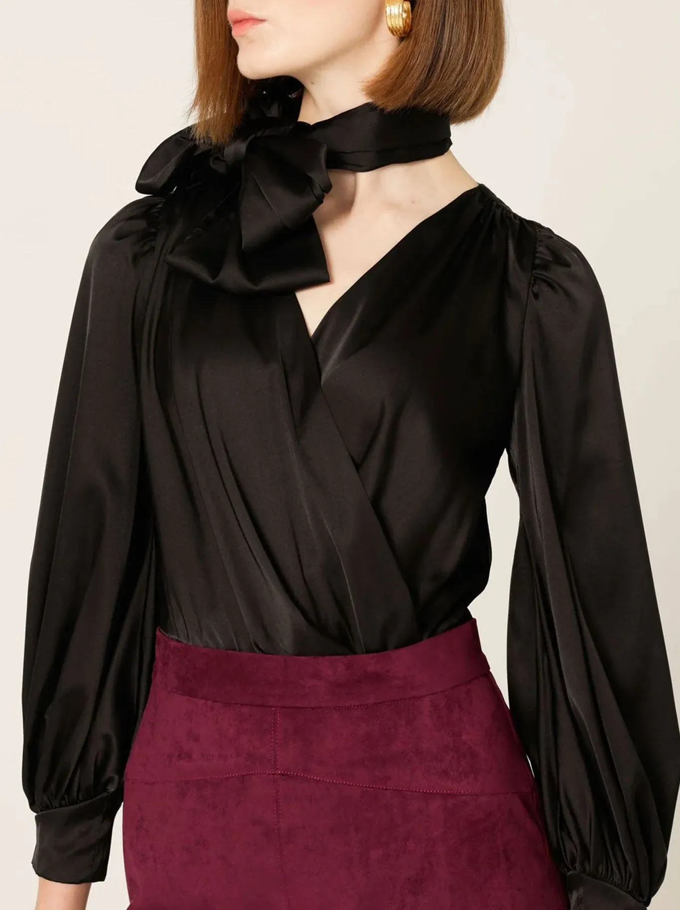 SACHA DRAKE SATIN FAUX WRAP TOP sold by Yeltuor product image thumbnail 4