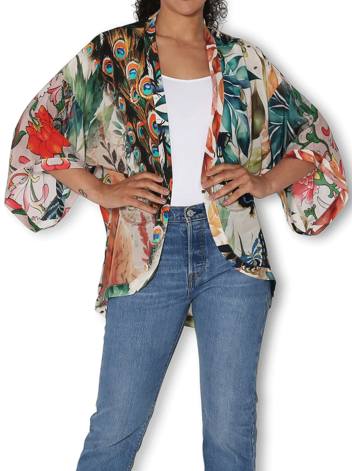 THE ARTISTS LABEL SPENDOUR OF PEACOCK SILK KIMONO sold by Yeltuor