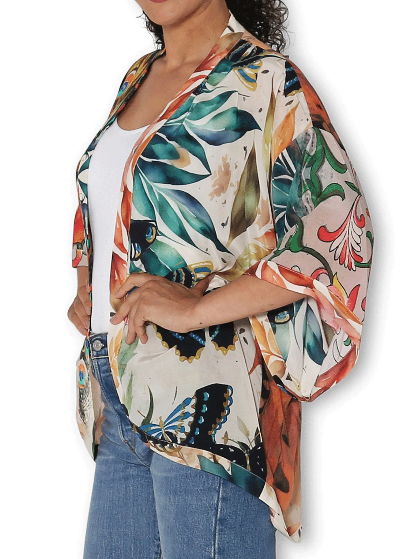 THE ARTISTS LABEL SPENDOUR OF PEACOCK SILK KIMONO sold by Yeltuor product image thumbnail 2