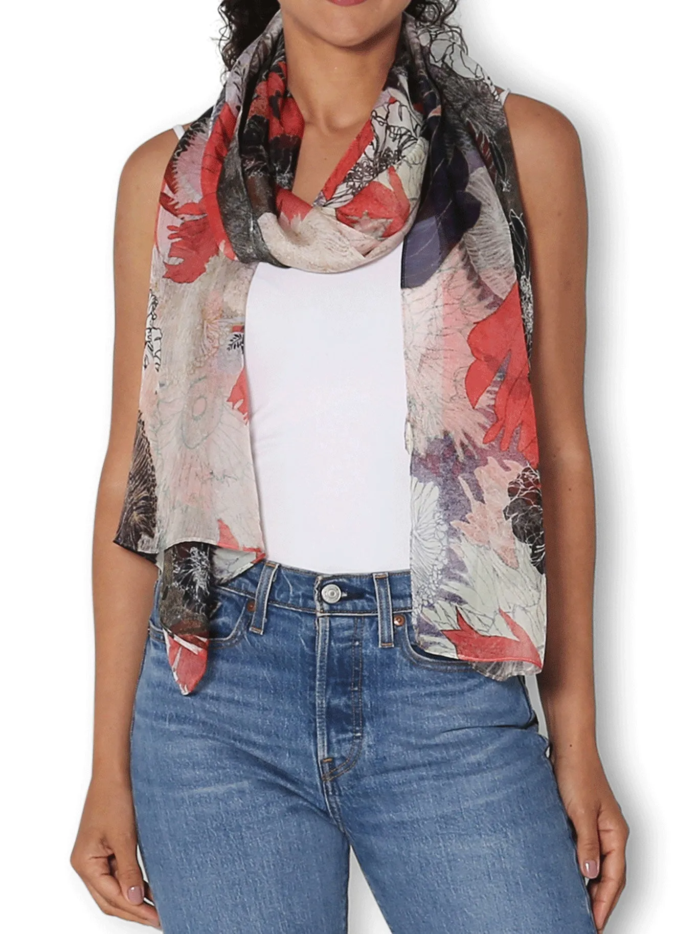 THE ARTISTS LABEL CHINE BLOOM SILK SCARF sold by Yeltuor