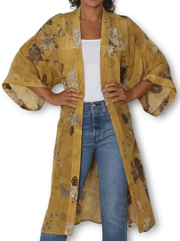 THE ARTISTS LABEL ORTIENTE FOULARD SILK LONG KIMONO sold by Yeltuor