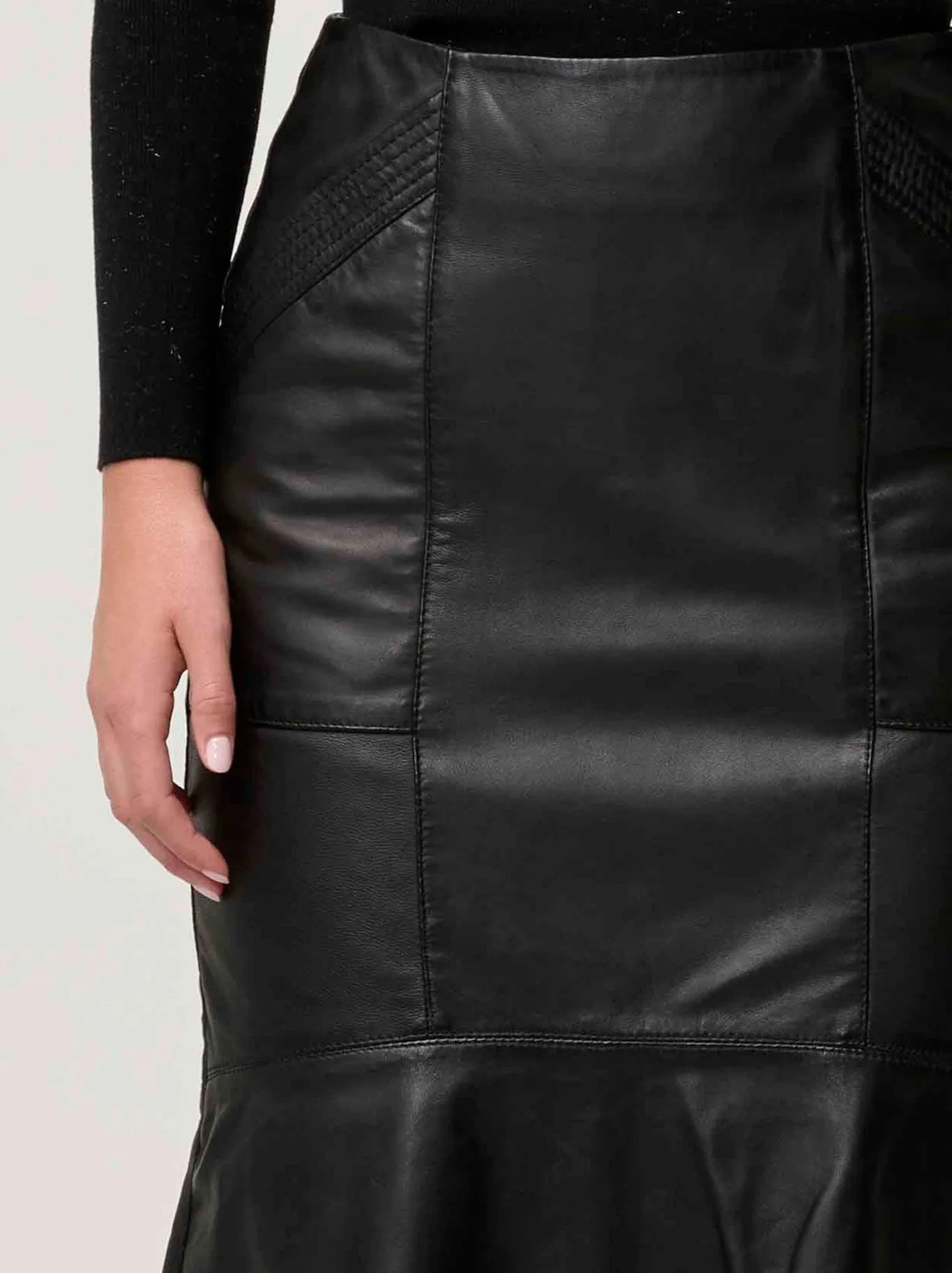 ONCE WAS MABEL LEATHER CURVED TIER SKIRT sold by Yeltuor product image thumbnail 3