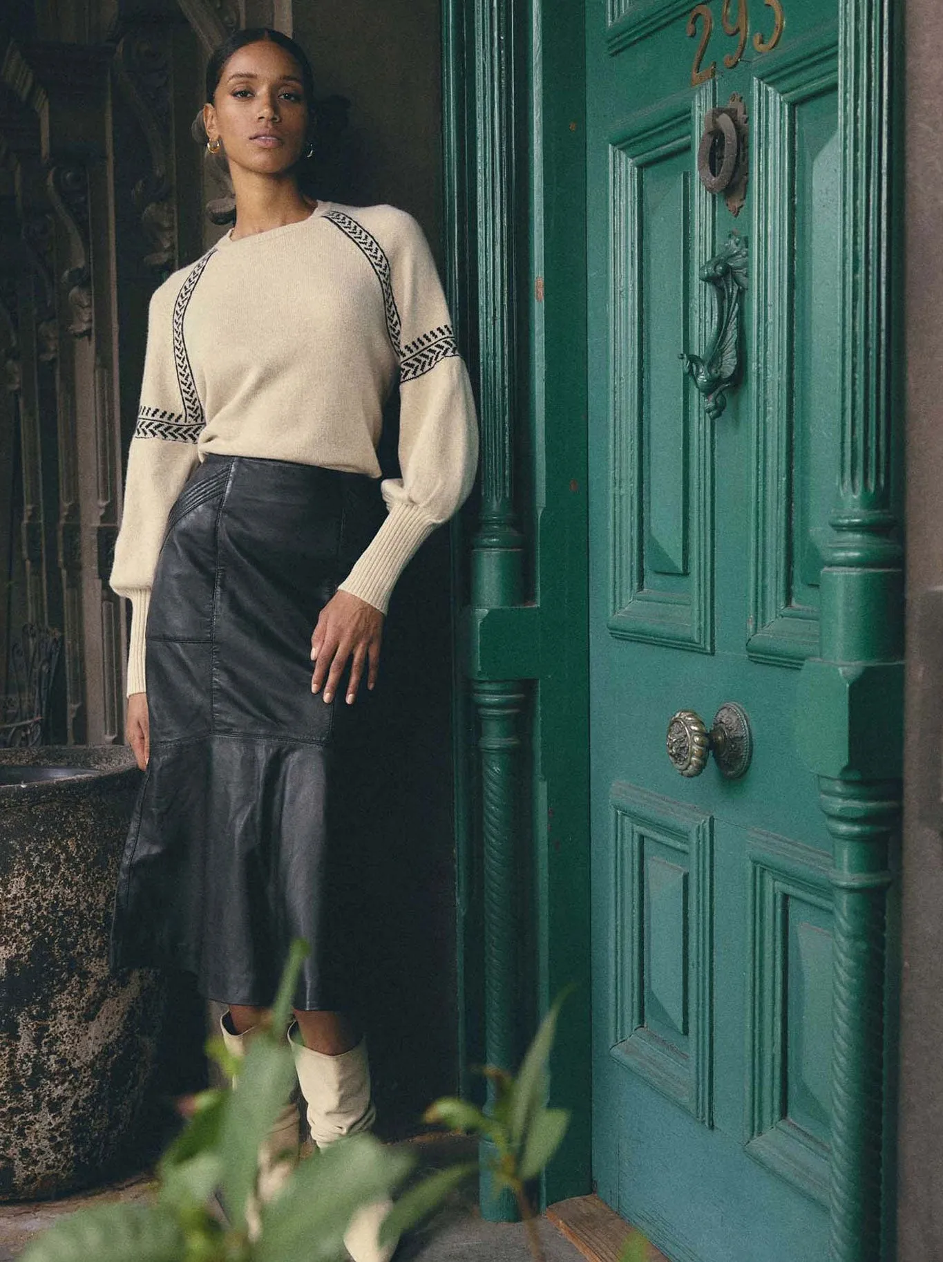 ONCE WAS MABEL LEATHER CURVED TIER SKIRT sold by Yeltuor product image thumbnail 5