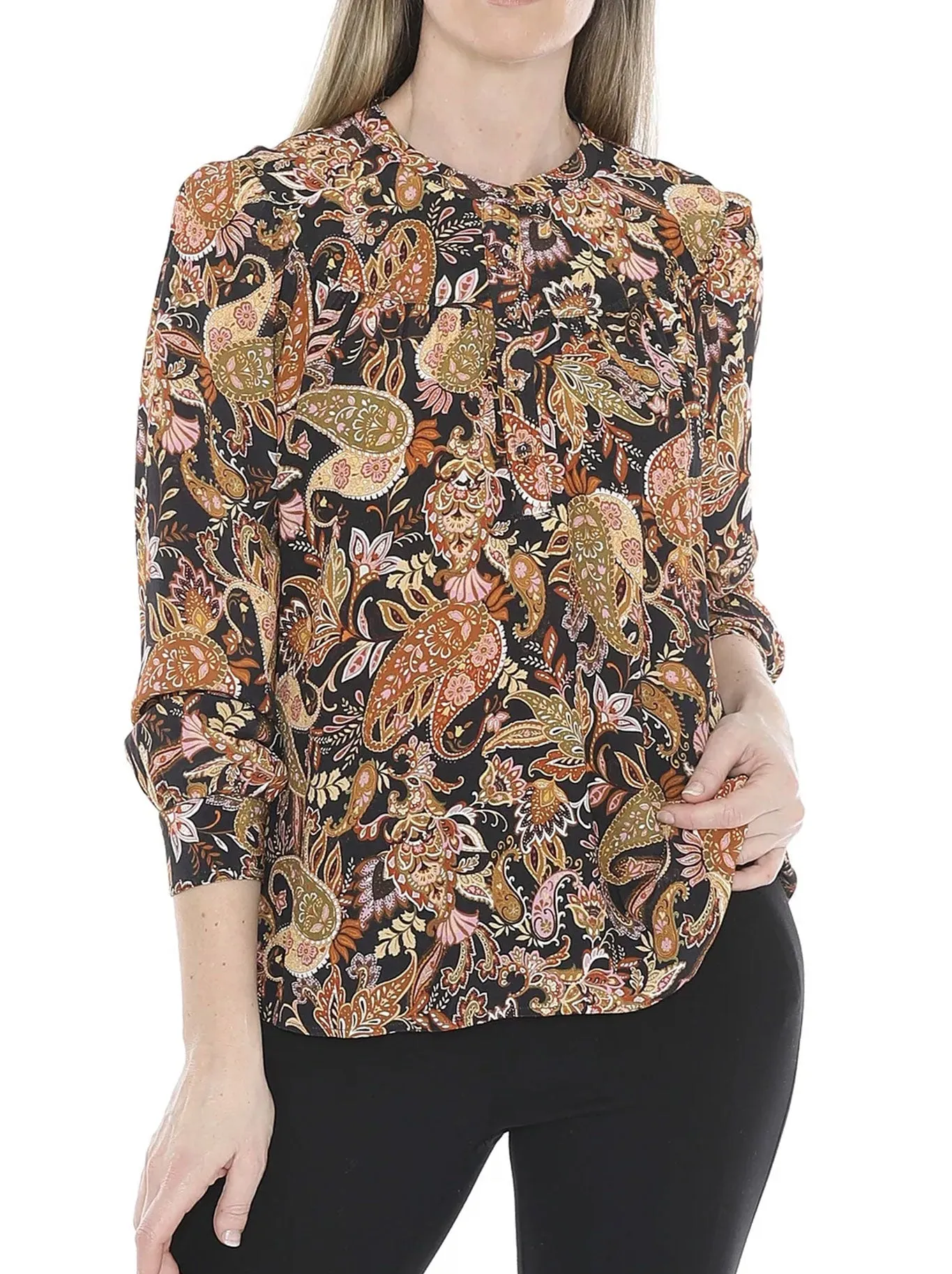 JUMP FOLKORE PAISLEY YOKE DETAIL TOP sold by Yeltuor
