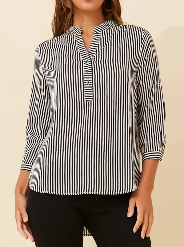 CAROLINE K MORGAN 3/4 SLEEVE STRIPED BLOUSE sold by Yeltuor