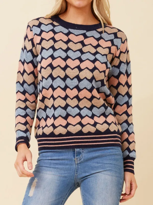 CAROLINE K MORGAN HEART PATTERNED PULLOVER sold by Yeltuor