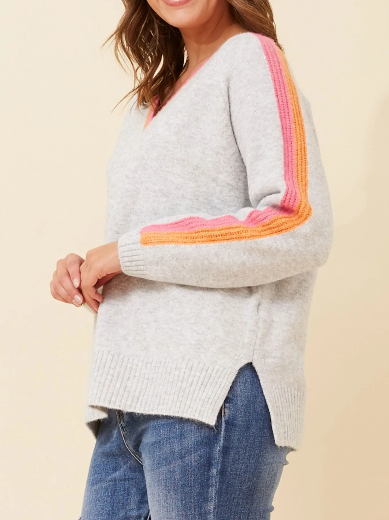 CAROLINE K MORGAN V-NECK STRIPED PULLOVER sold by Yeltuor product image thumbnail 2