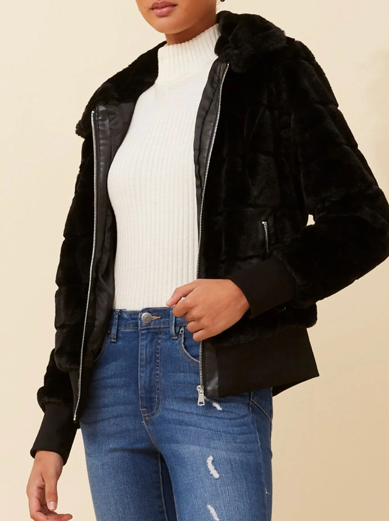 CAROLINE K MORGAN FAUX FUR BOMBER JACKET sold by Yeltuor product image thumbnail 5